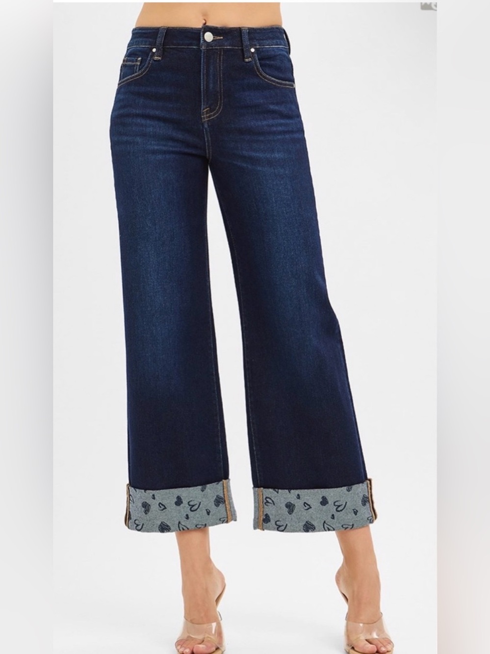 NWT Risen Mid-Heart Cuff Crop Wide Leg Jeans 💖